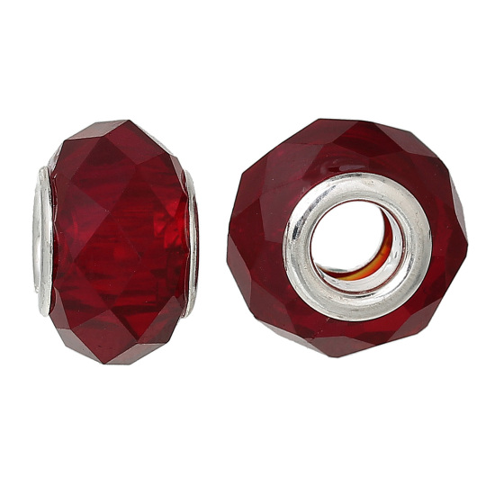Bead / pendant-Glass, Red facette - 2