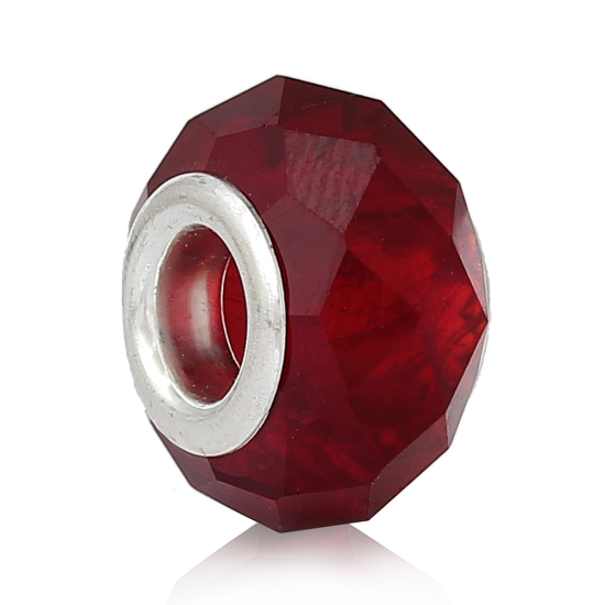 Bead / pendant-Glass, Red facette