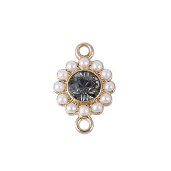 Charm Connector ,  m rhinestones & pearls, gold  grey