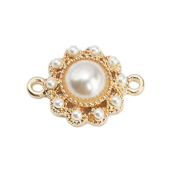 Charm Connector ,  m pearls, gold  white