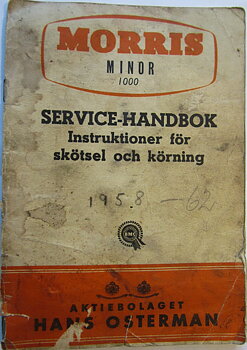 1957 Morris Minor1000 Instruktionsbok