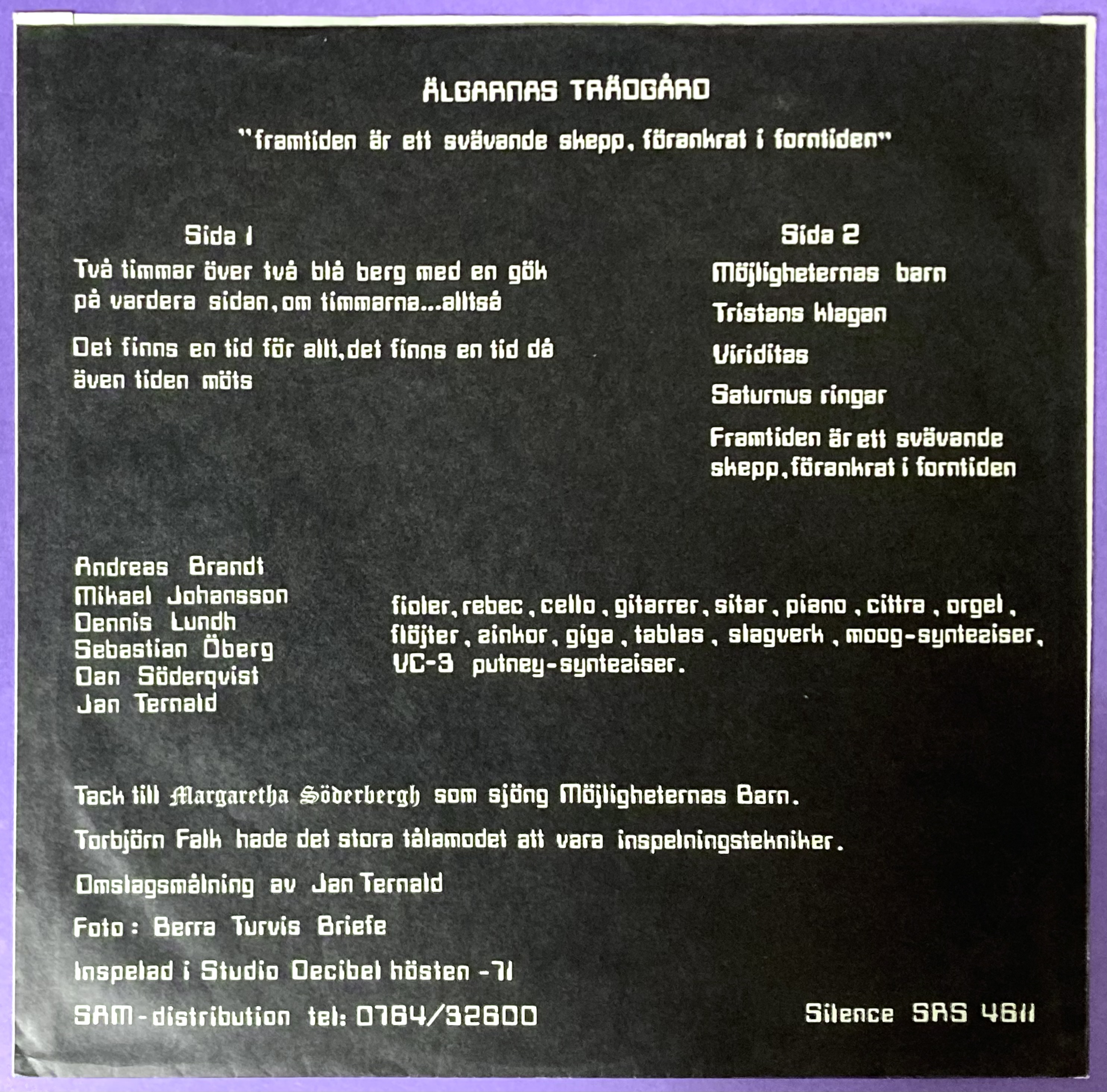 ÄLGARNAS TRÄDGÅRD - Framtiden är ett svävande skepp.. Swe LP 1972 - 6