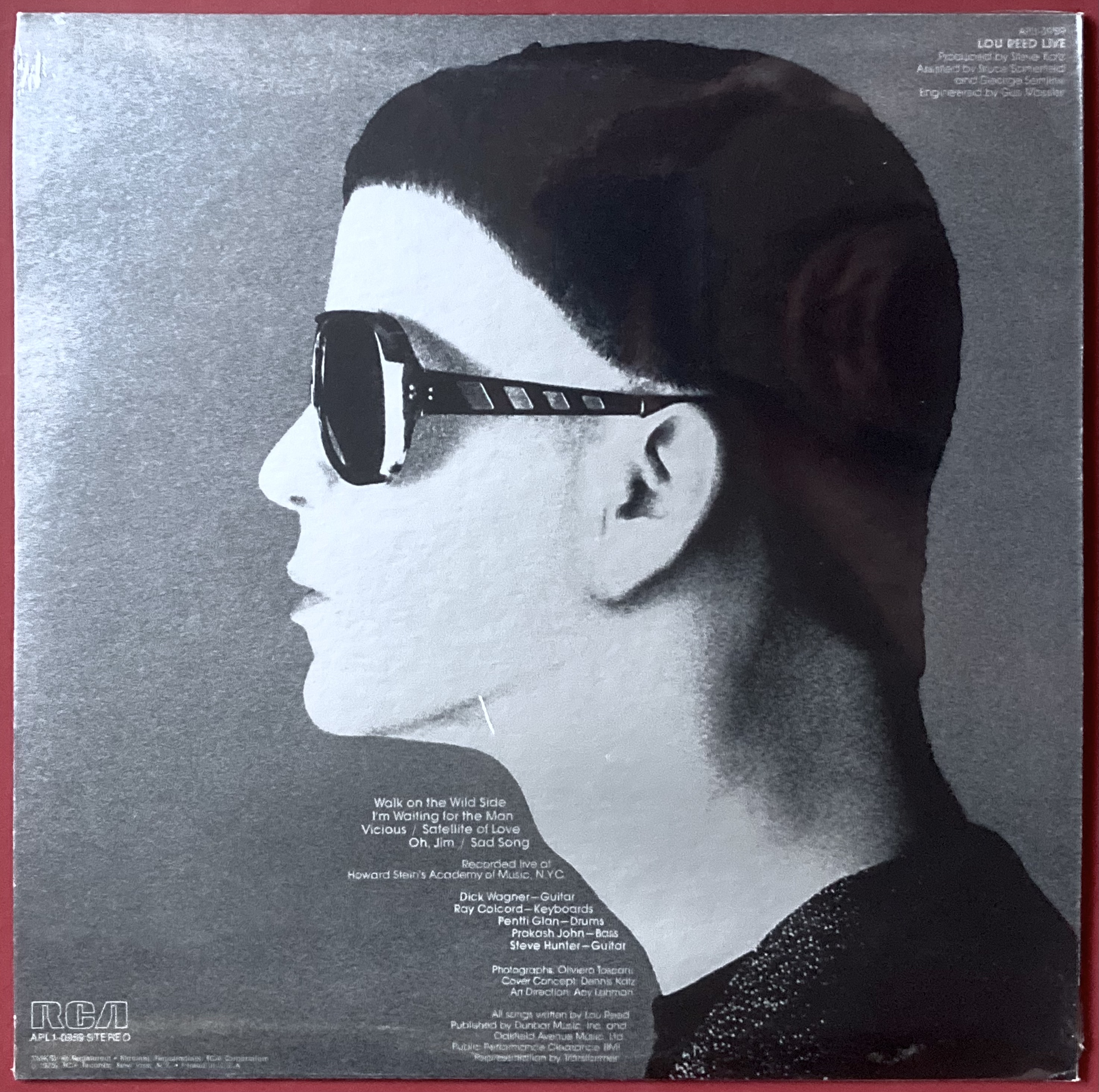 LOU REED - Live US-orig LP 1975 OÖPPNAD! - 2