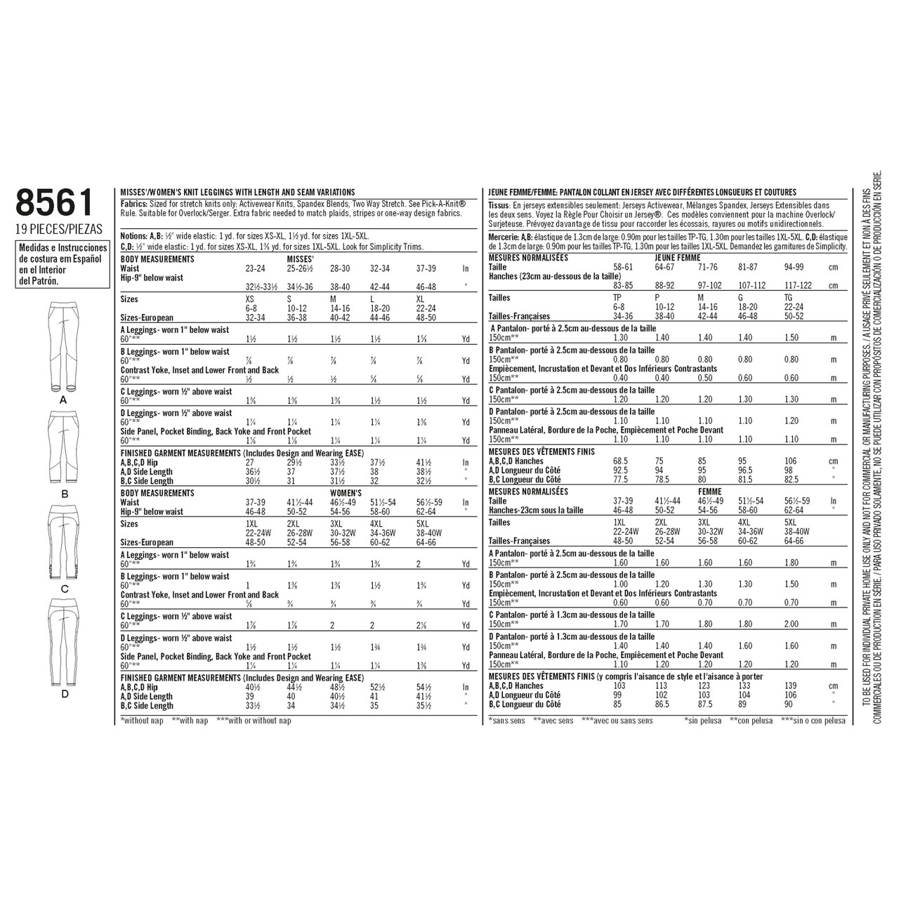 S8561 - Leggings med fickor & fothälla - 8
