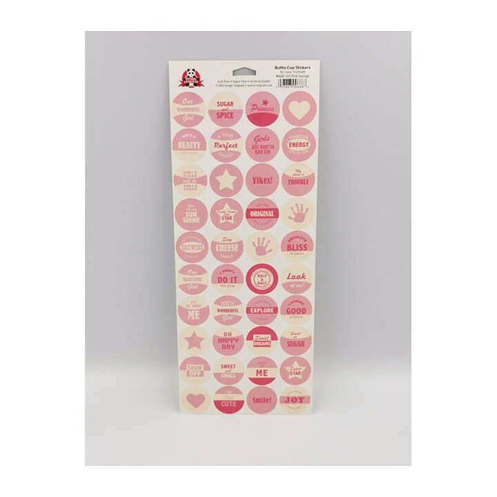 Design Originals Bottle Cap Stickers - Girl Pink Sayings