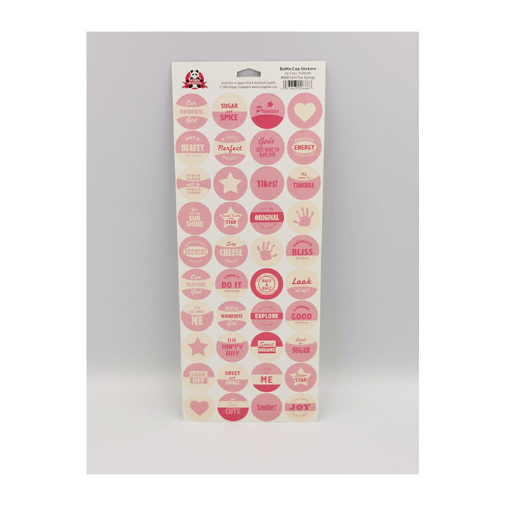 Design Originals Bottle Cap Stickers - Girl Pink Sayings