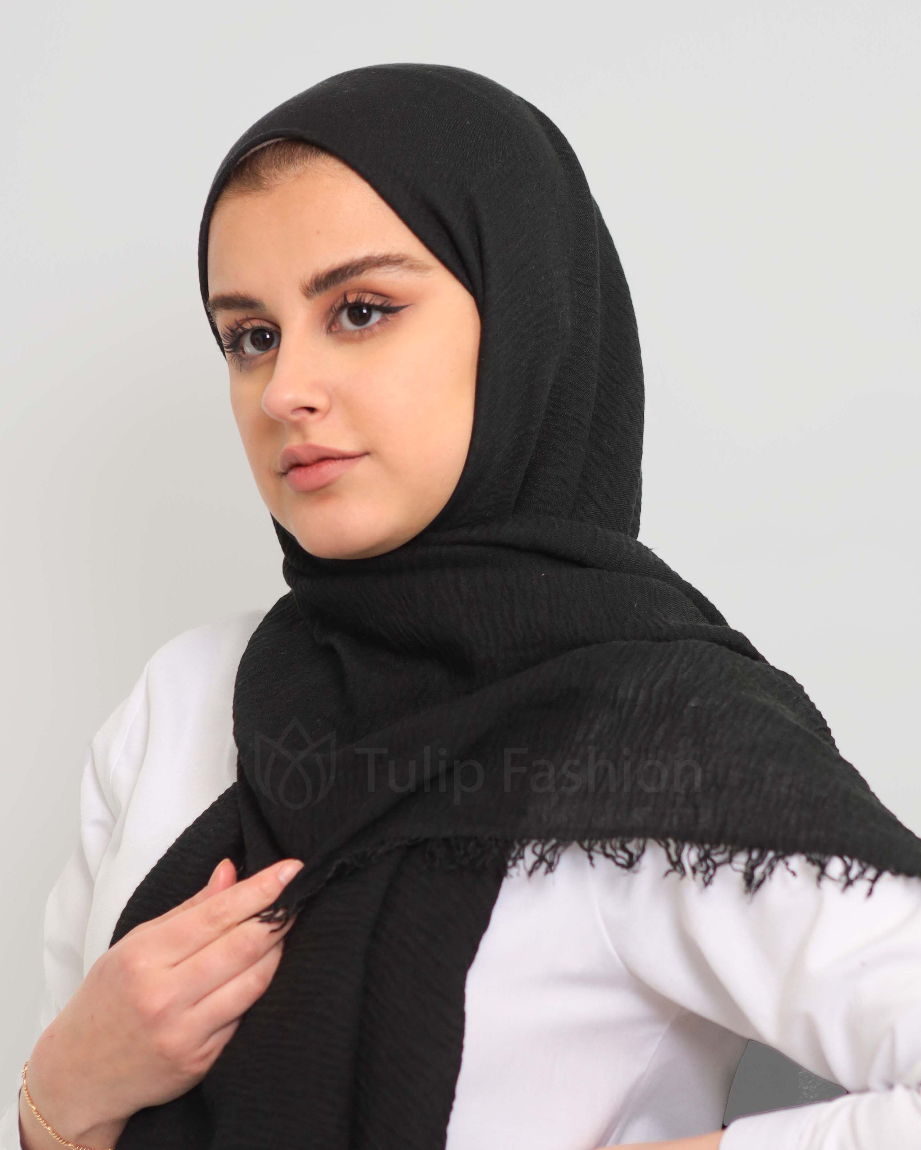 Hijab - Crinkle cotton - Black - 3