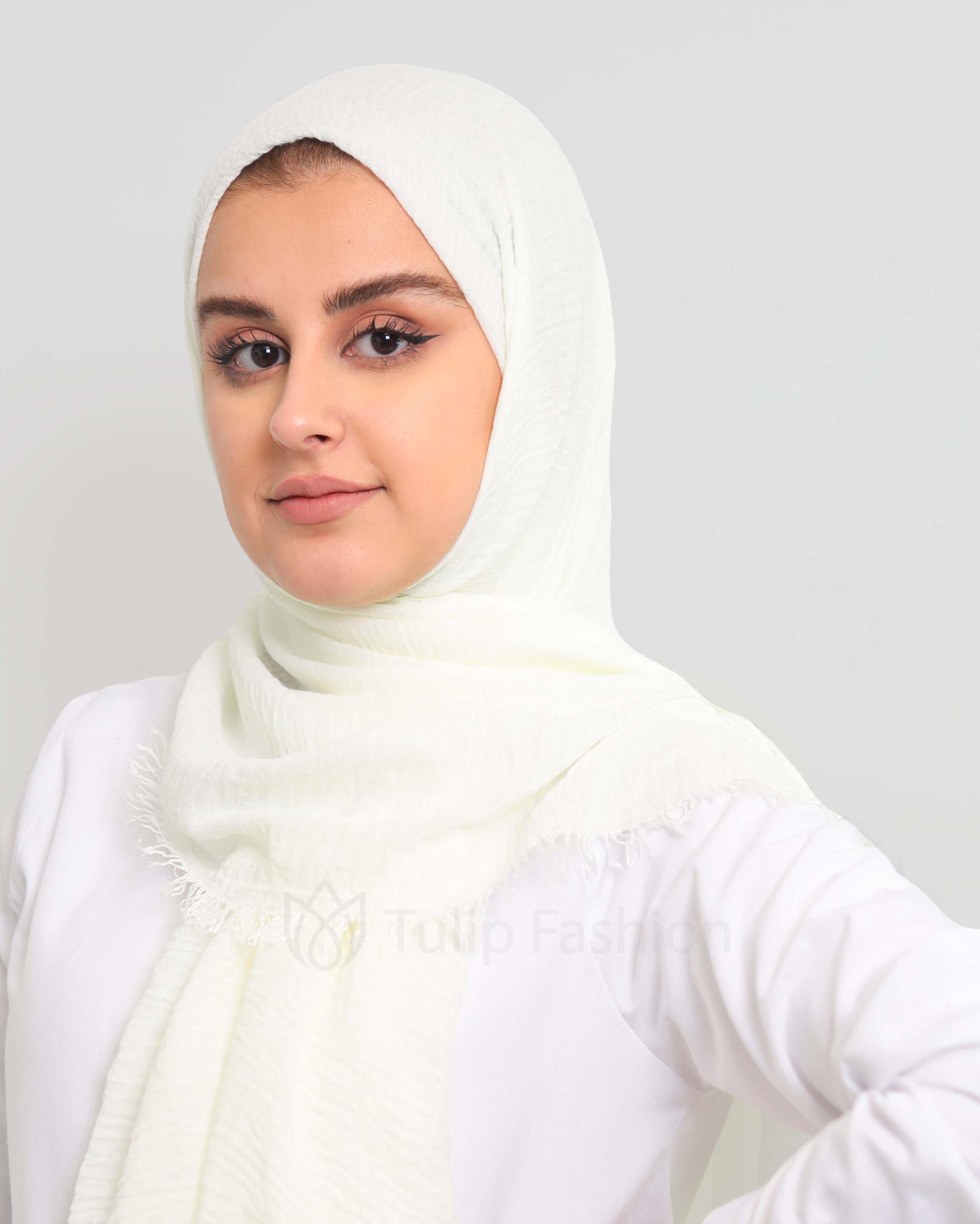 Hijab - Crinkle cotton - Off-White - 2