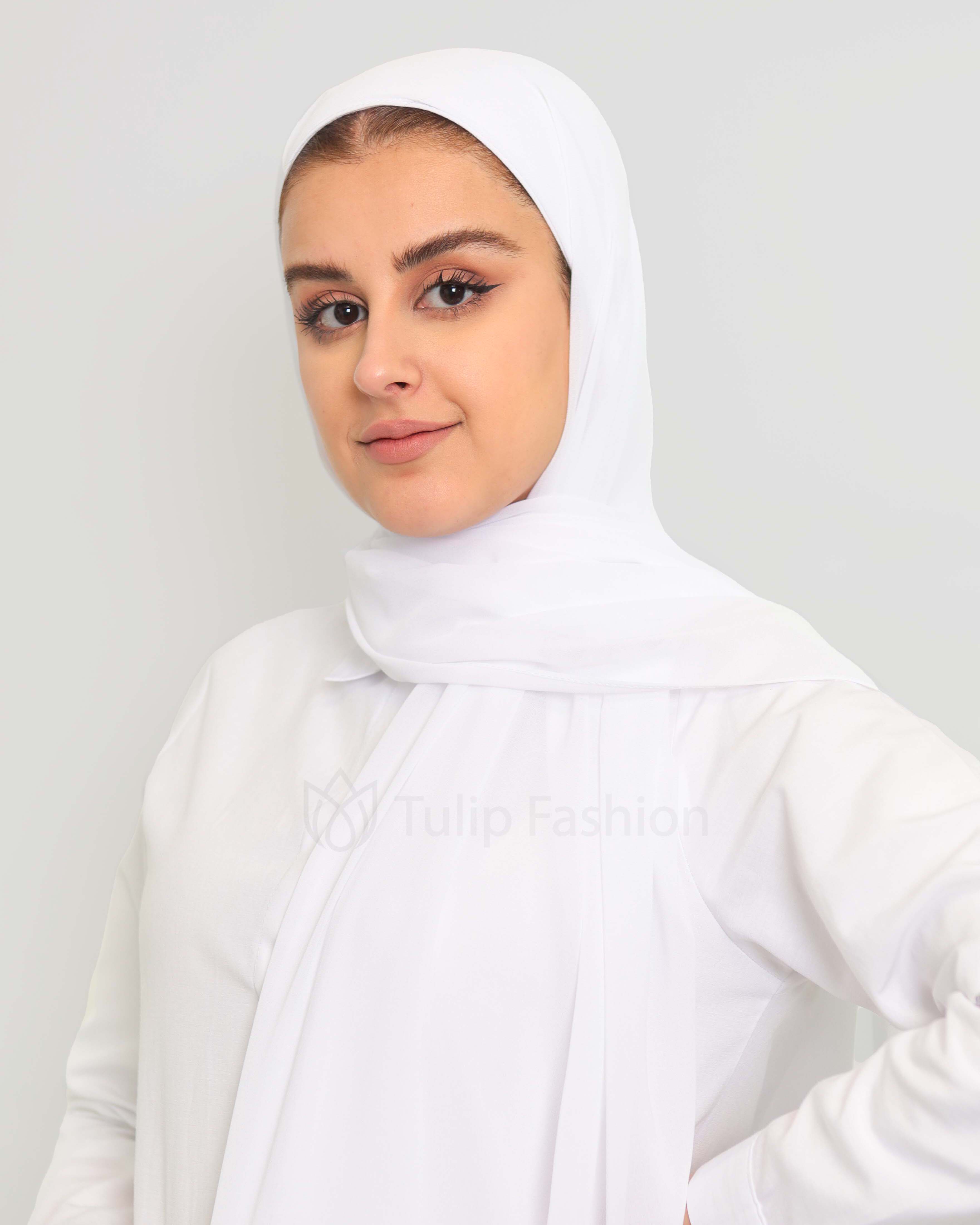 Hijab - Instant Premium Chiffon - White - 2