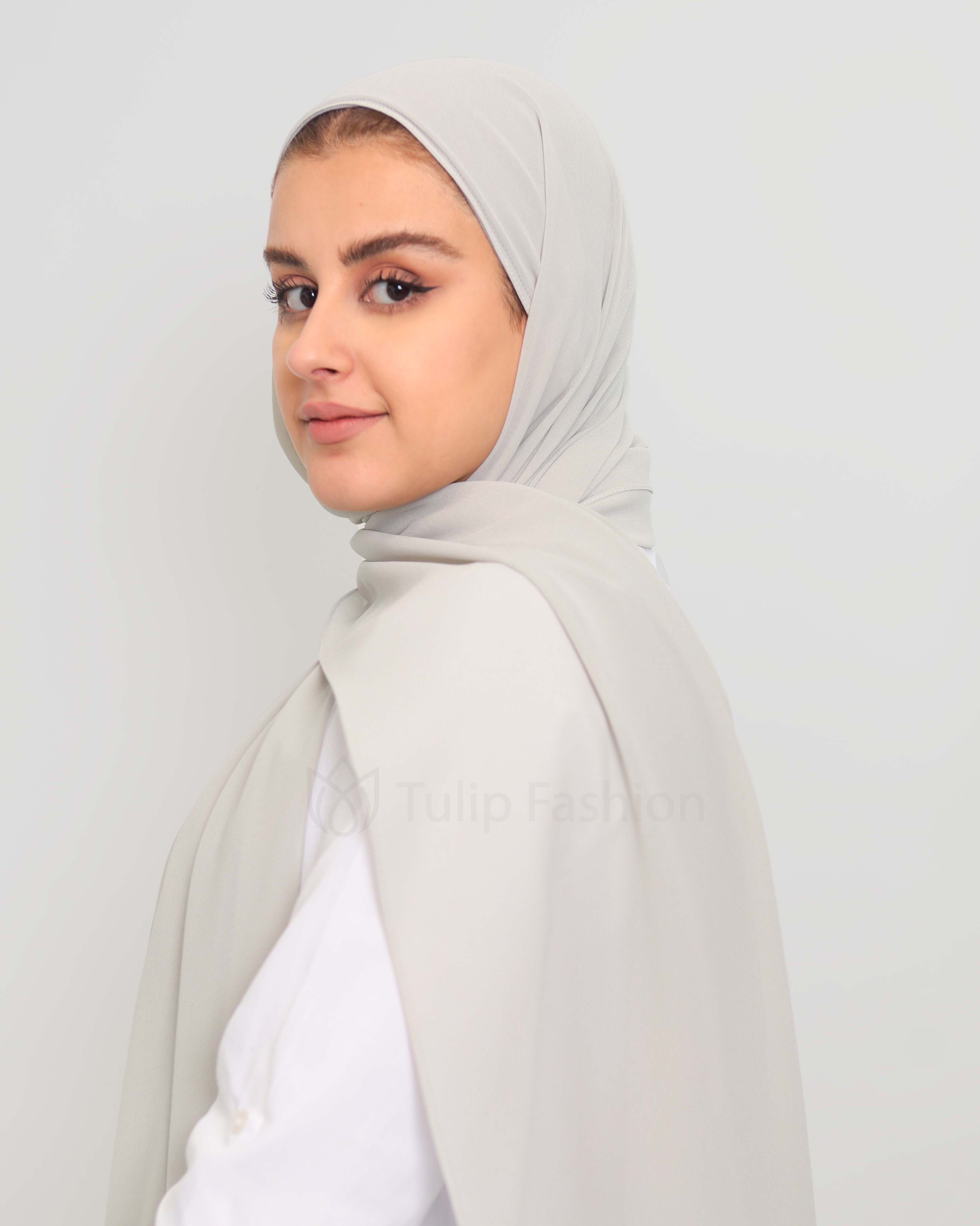 Hijab - Instant Premium Chiffon - Light Gray