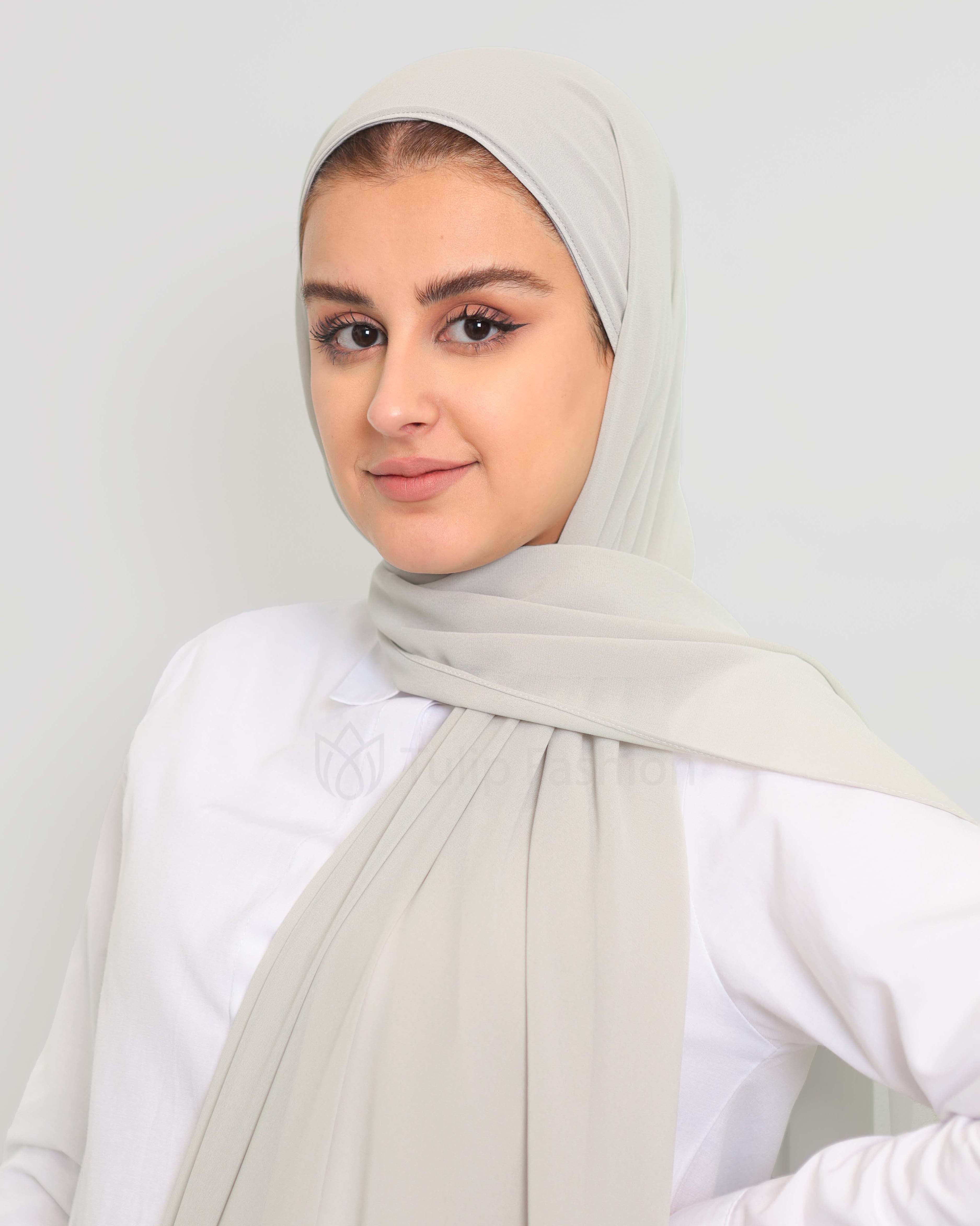 Hijab - Instant Premium Chiffon - Light Gray - 2