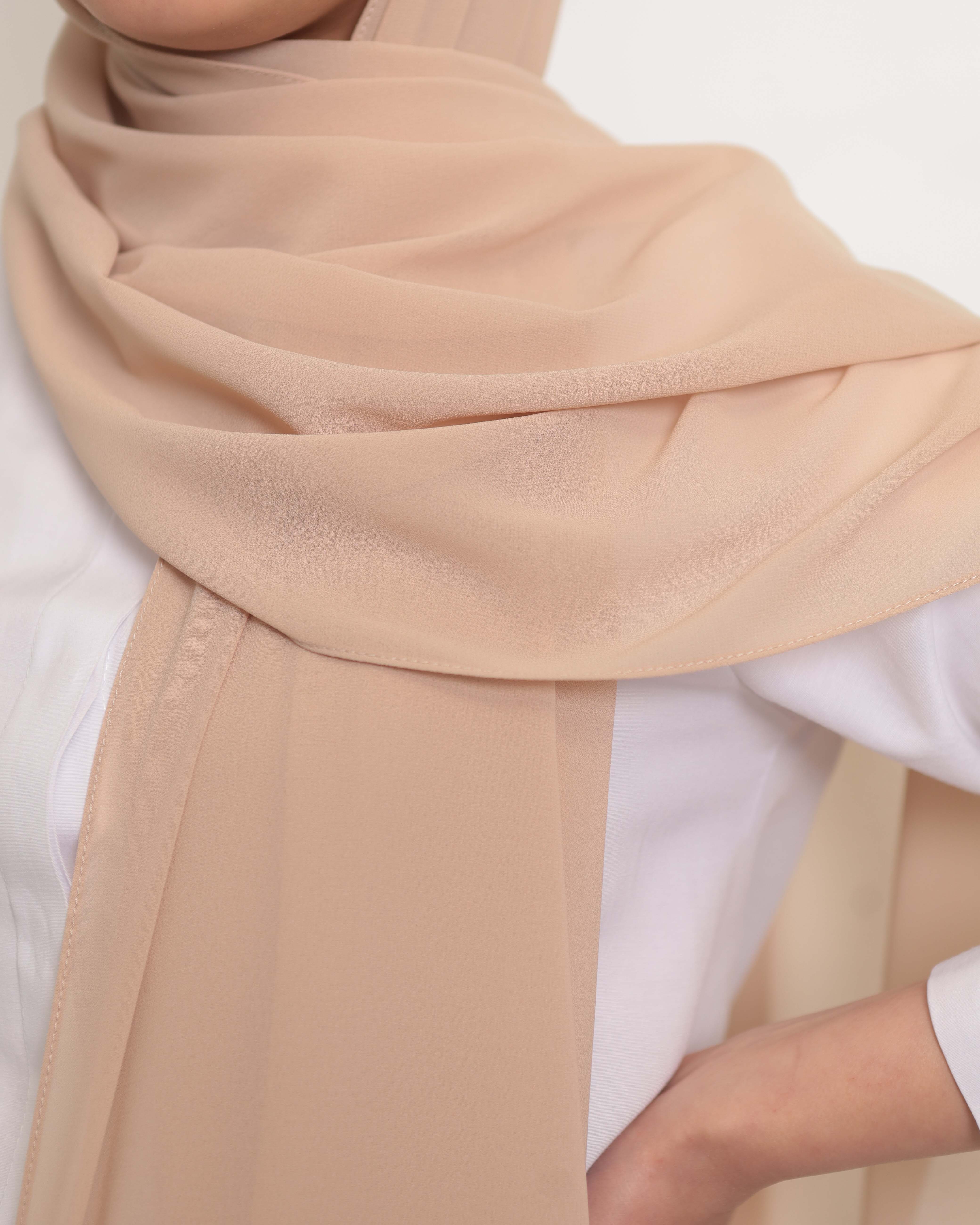 Premium Chiffon Hijab - Nude Beige - 3