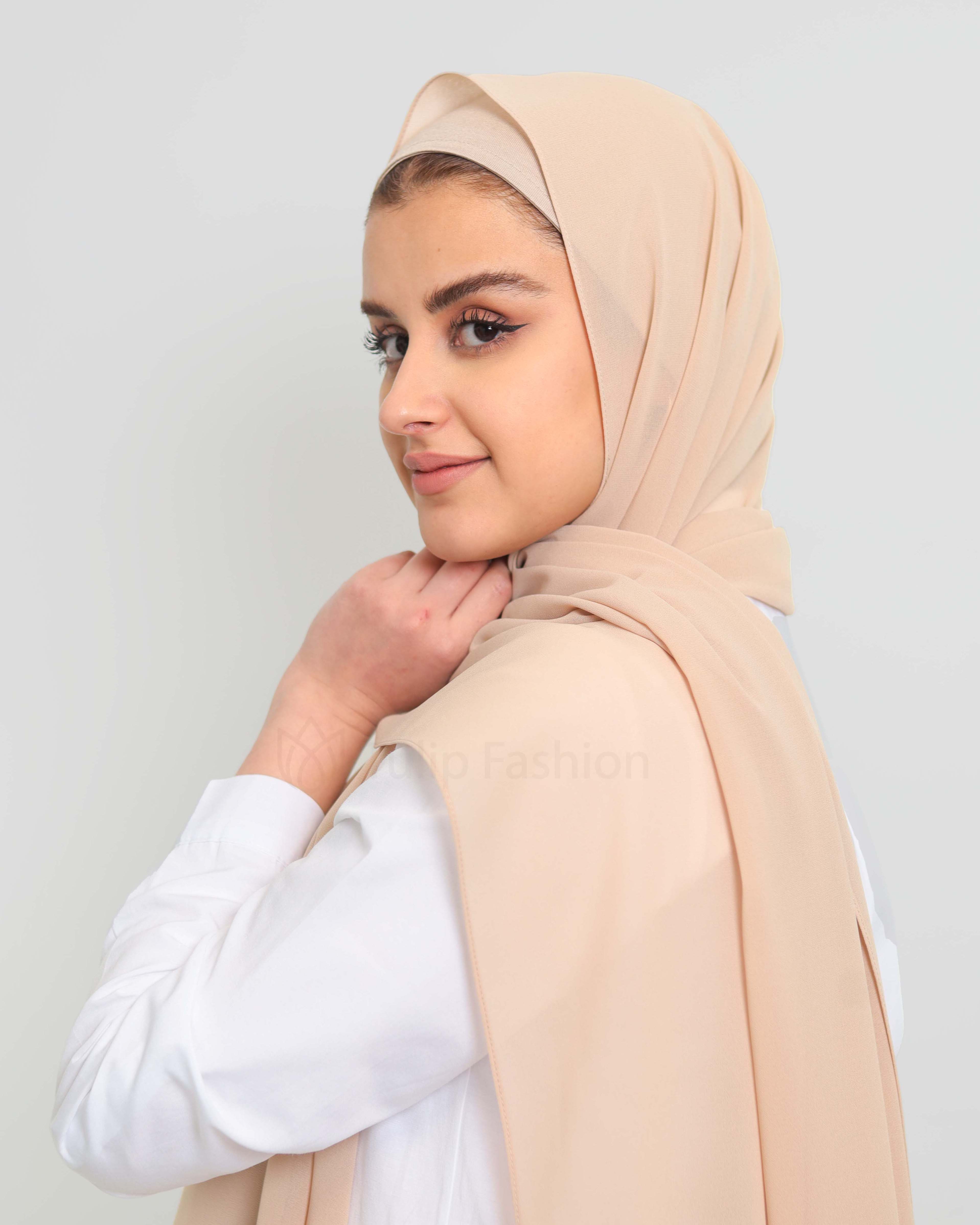 Premium Chiffon Hijab - Nude Beige - 2