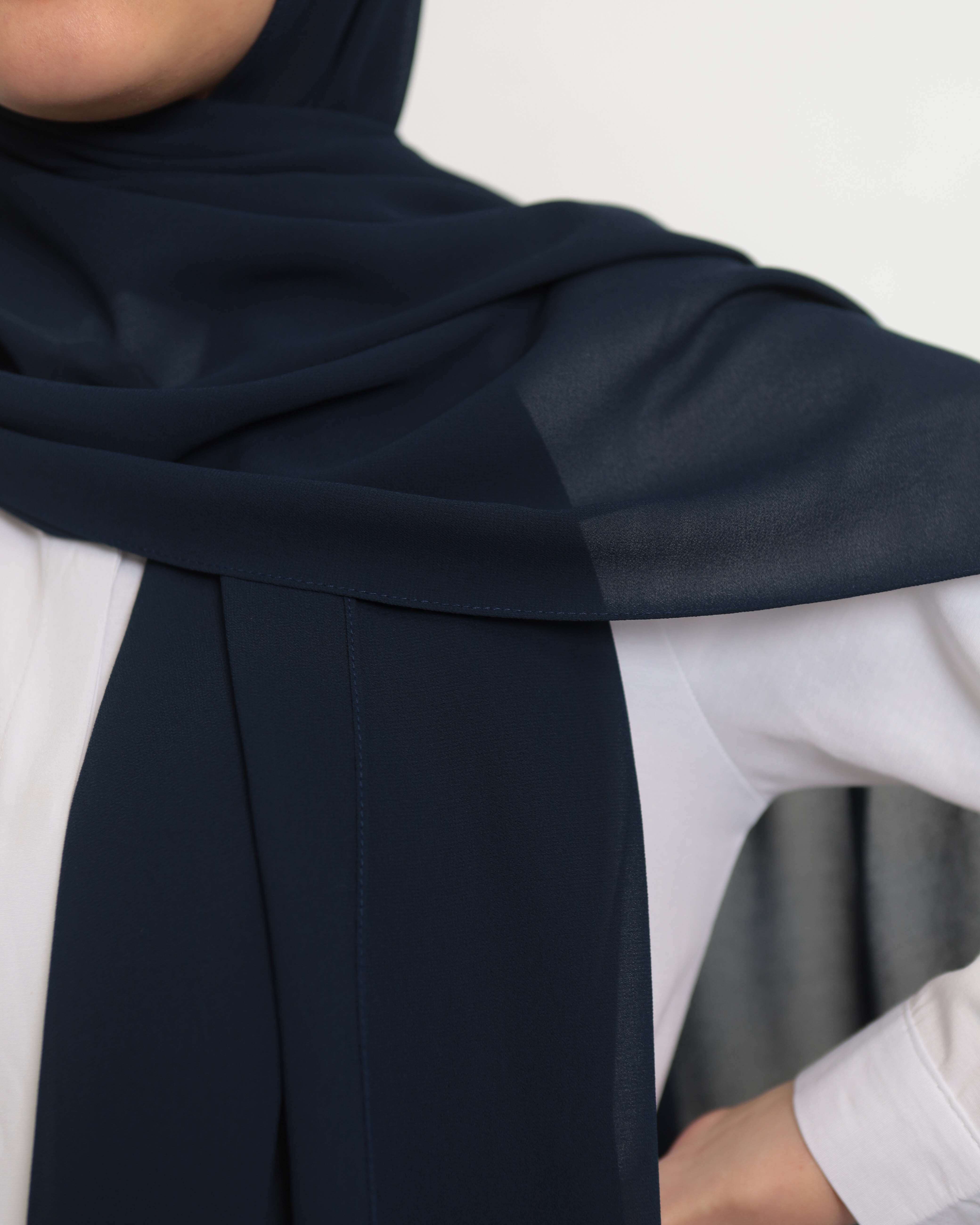 Premium Chiffon Hijab - Midnight Blue - 3