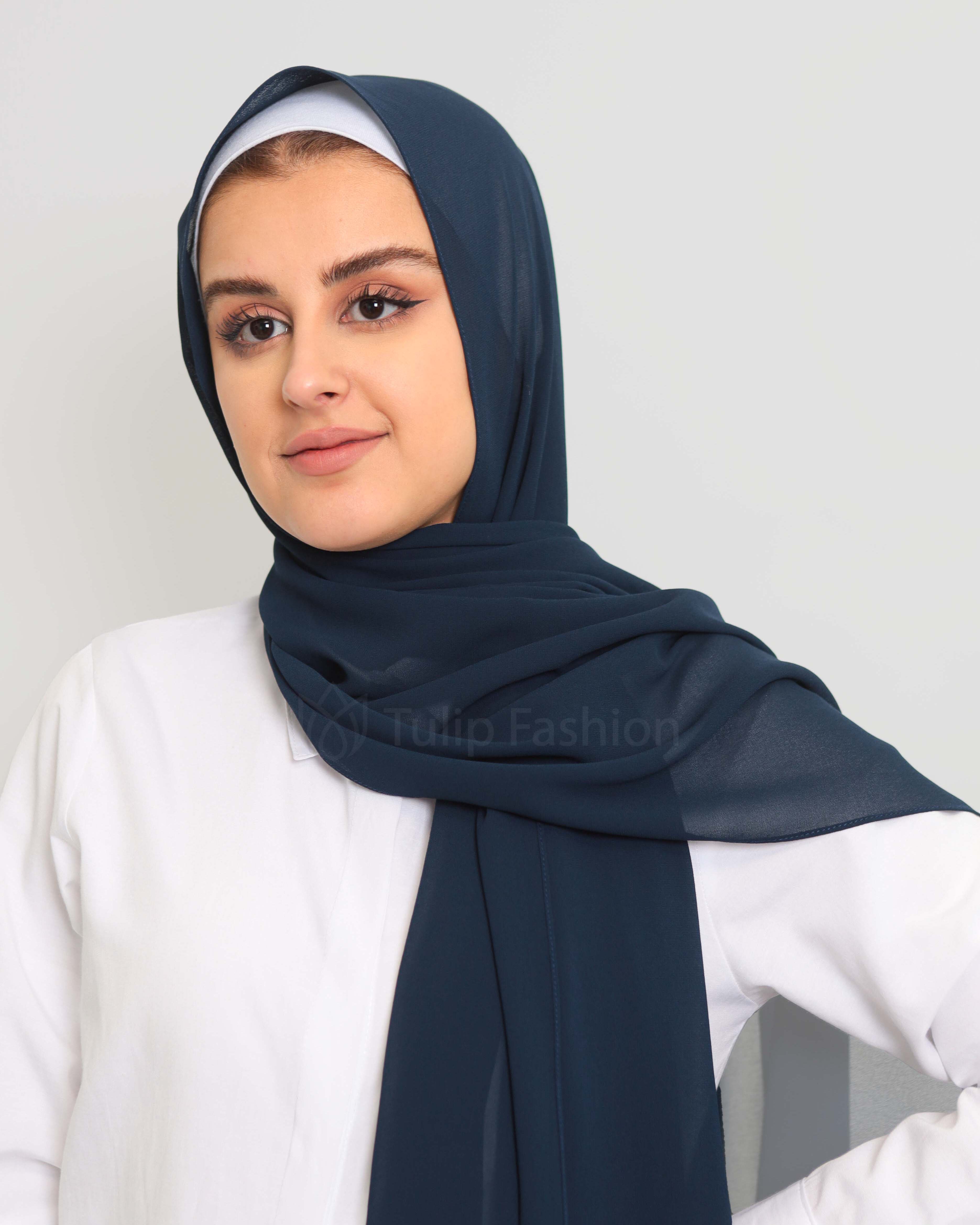 Premium Chiffon Hijab - Midnight Blue