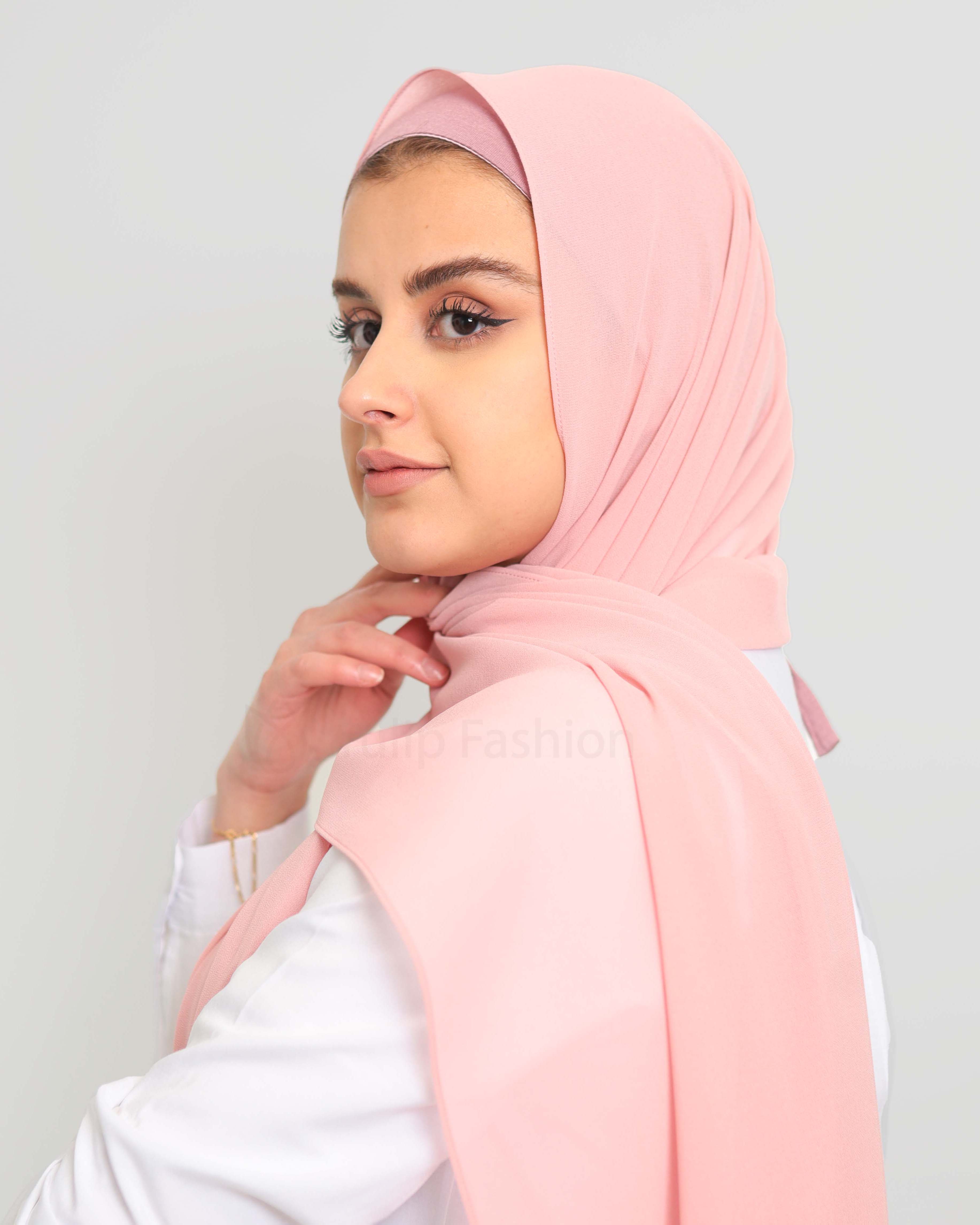 Premium Chiffon Hijab - Powder Pink - 2