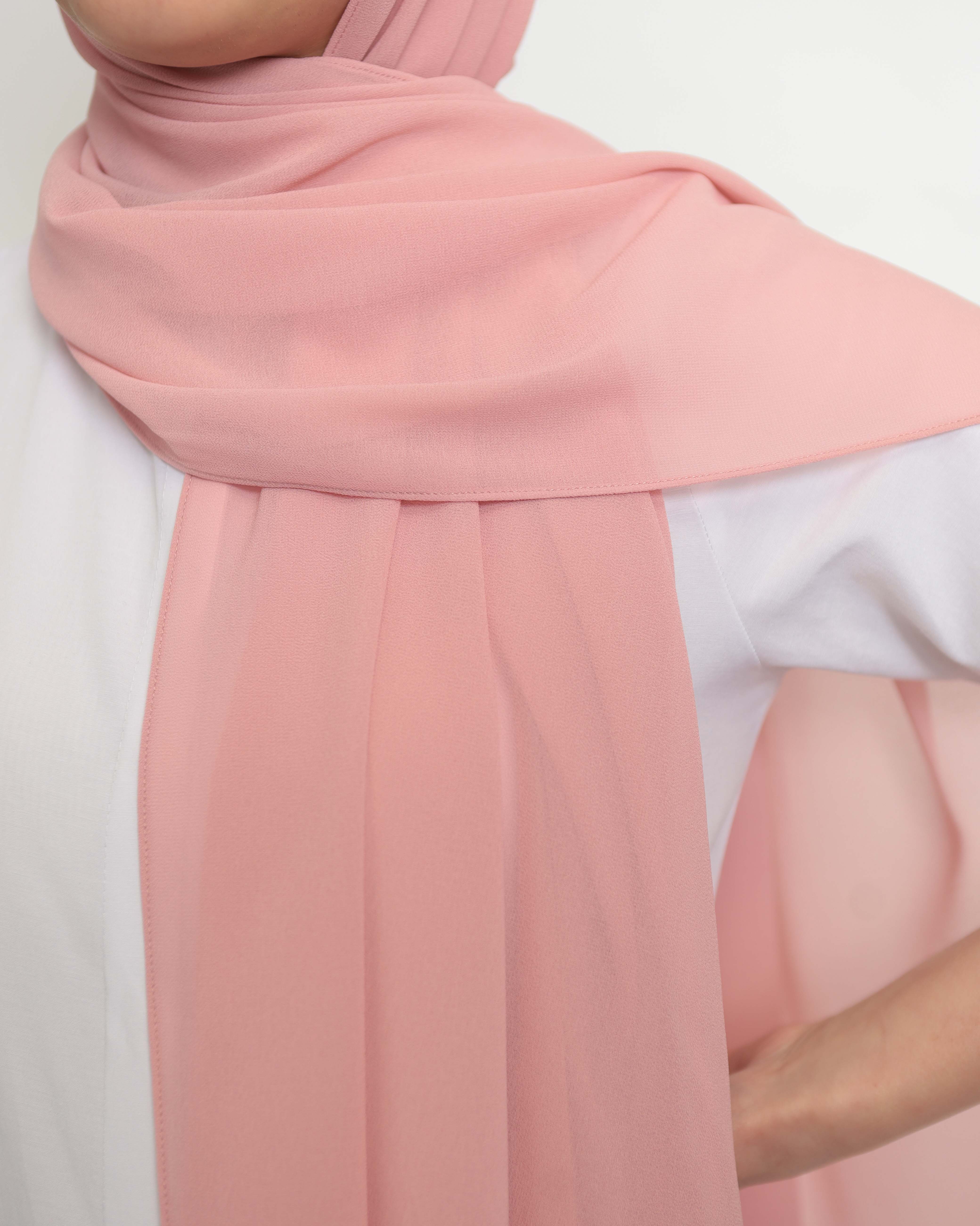 Premium Chiffon Hijab - Powder Pink - 3