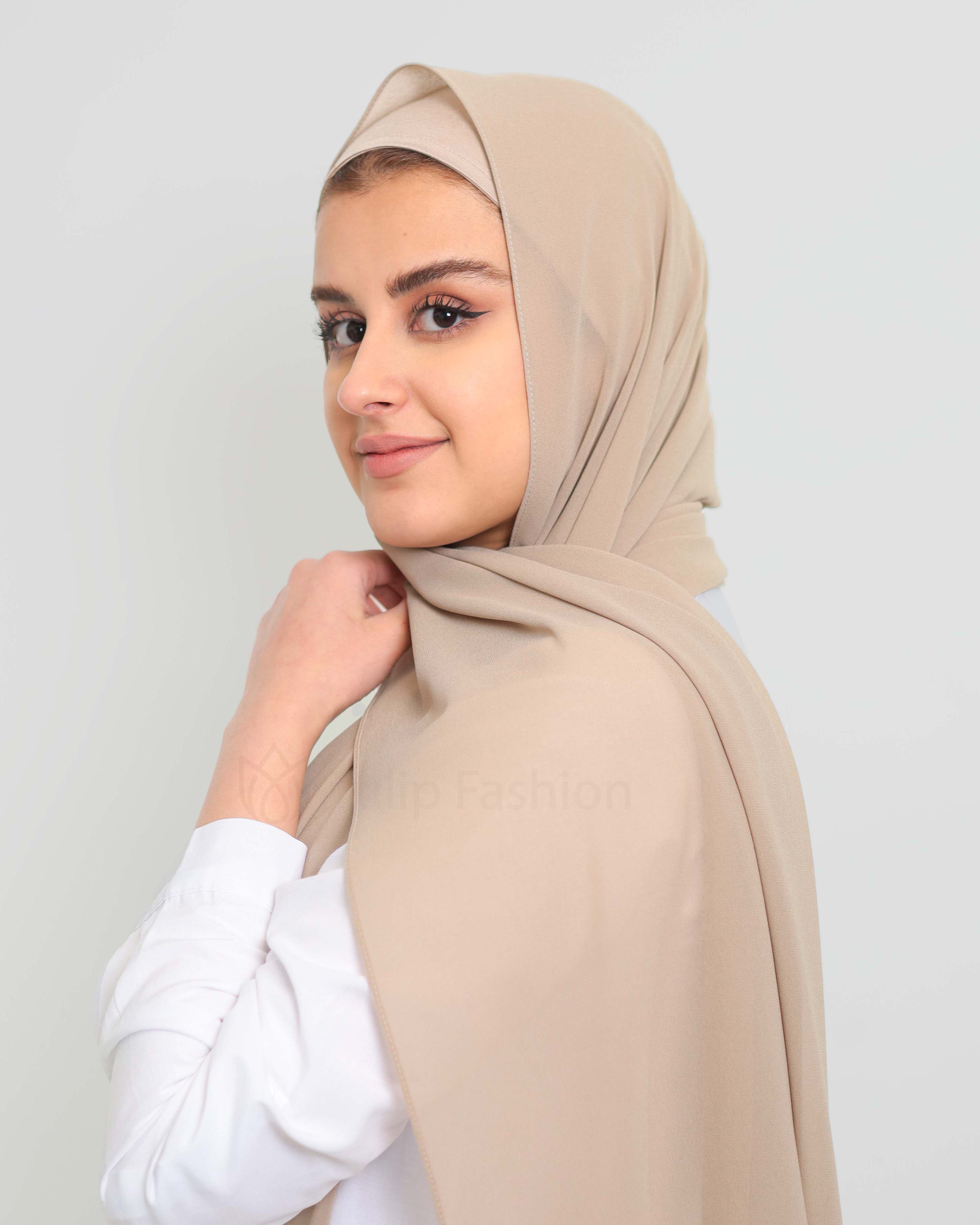 Premium Chiffon Hijab - Light Taupe - 2