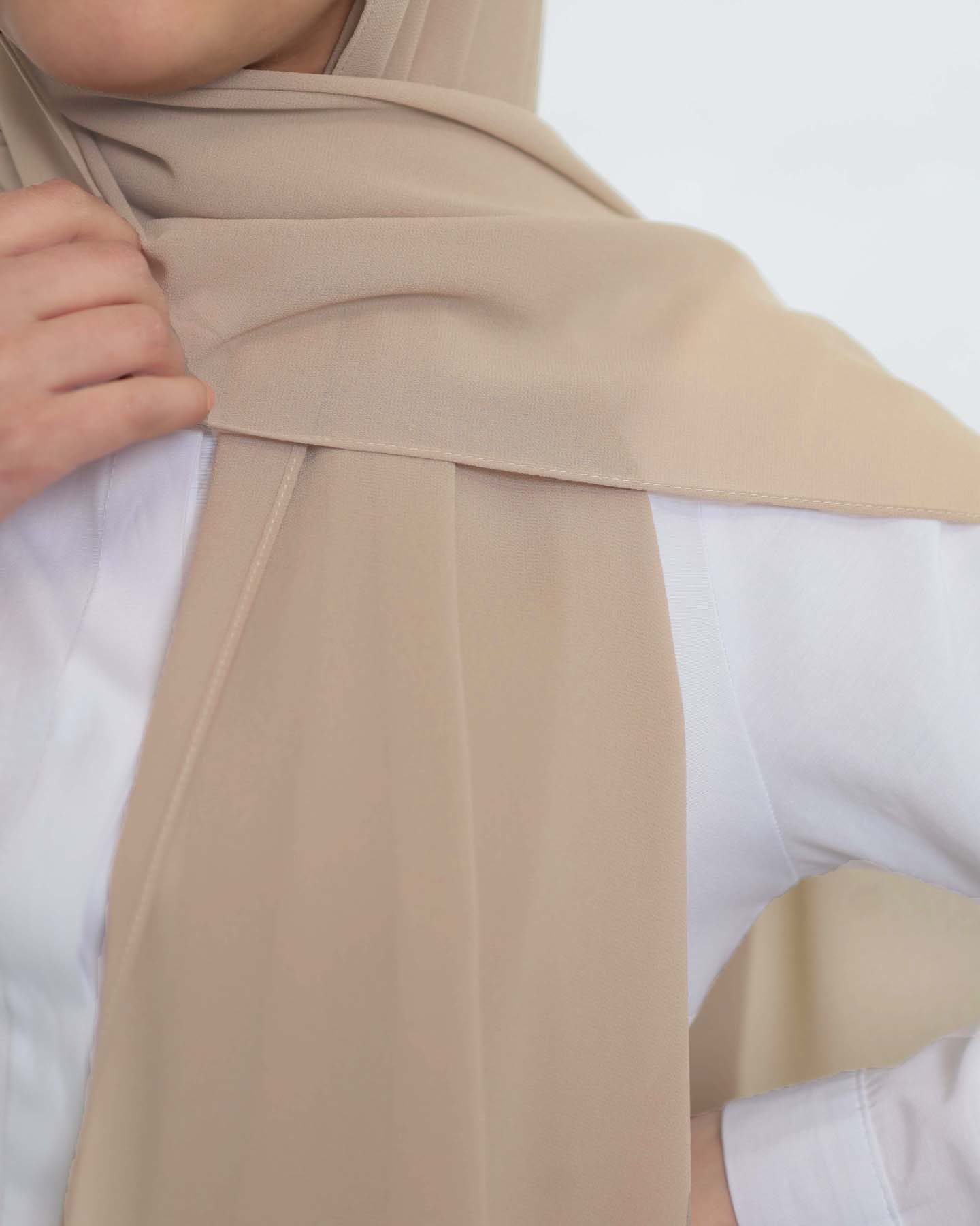Premium Chiffon Hijab - Light Taupe - 3