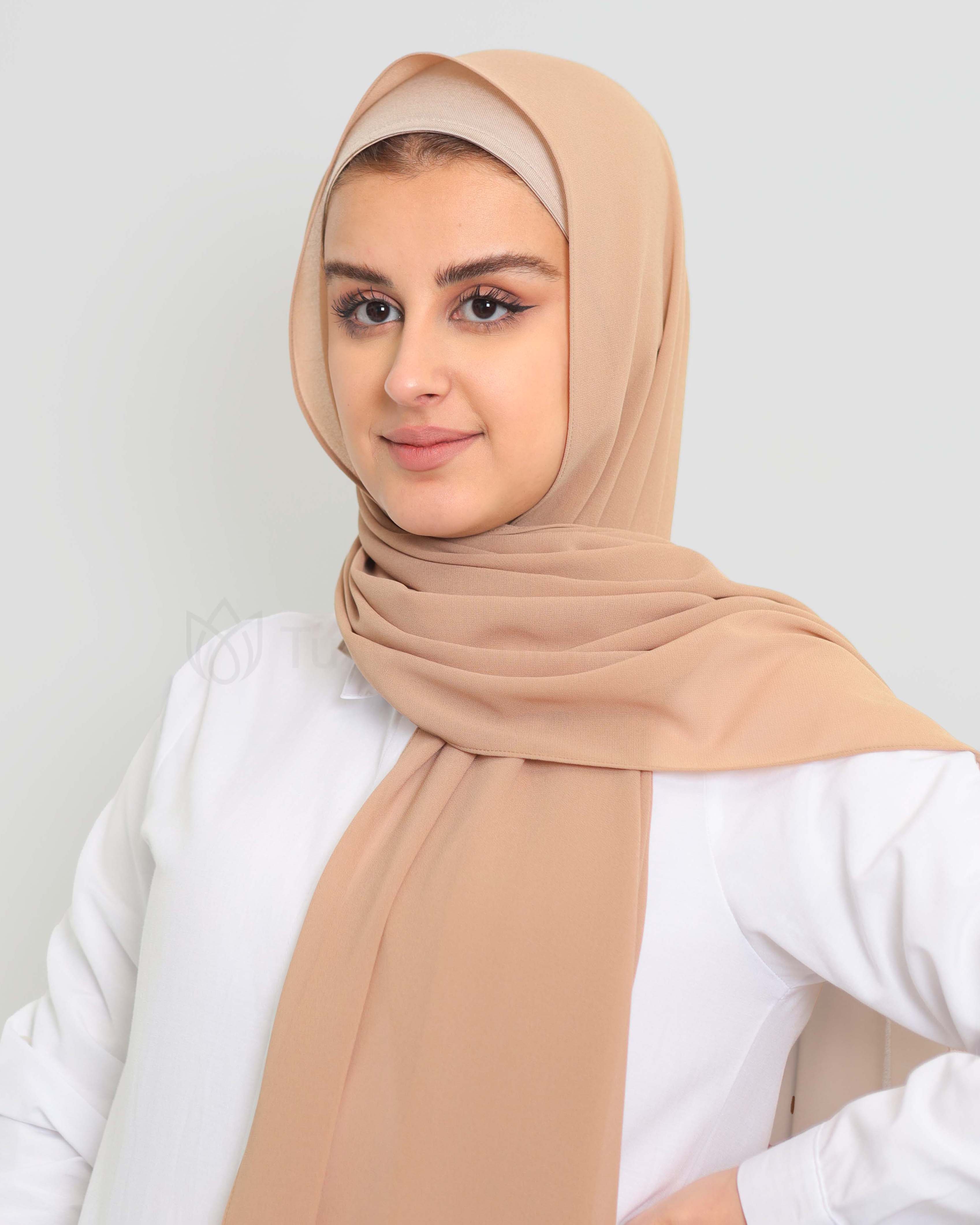 Premium Chiffon Hijab - Camel Beige