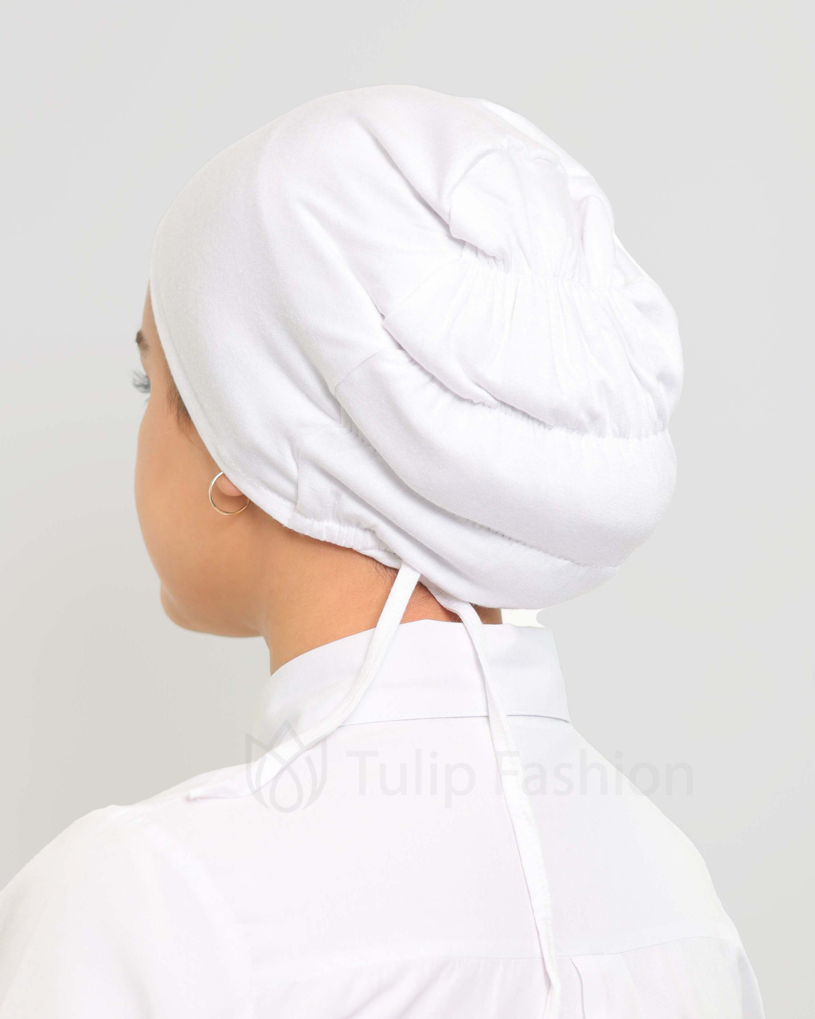 Underscarf - Satin-lining high elastic tie-back - White - 2