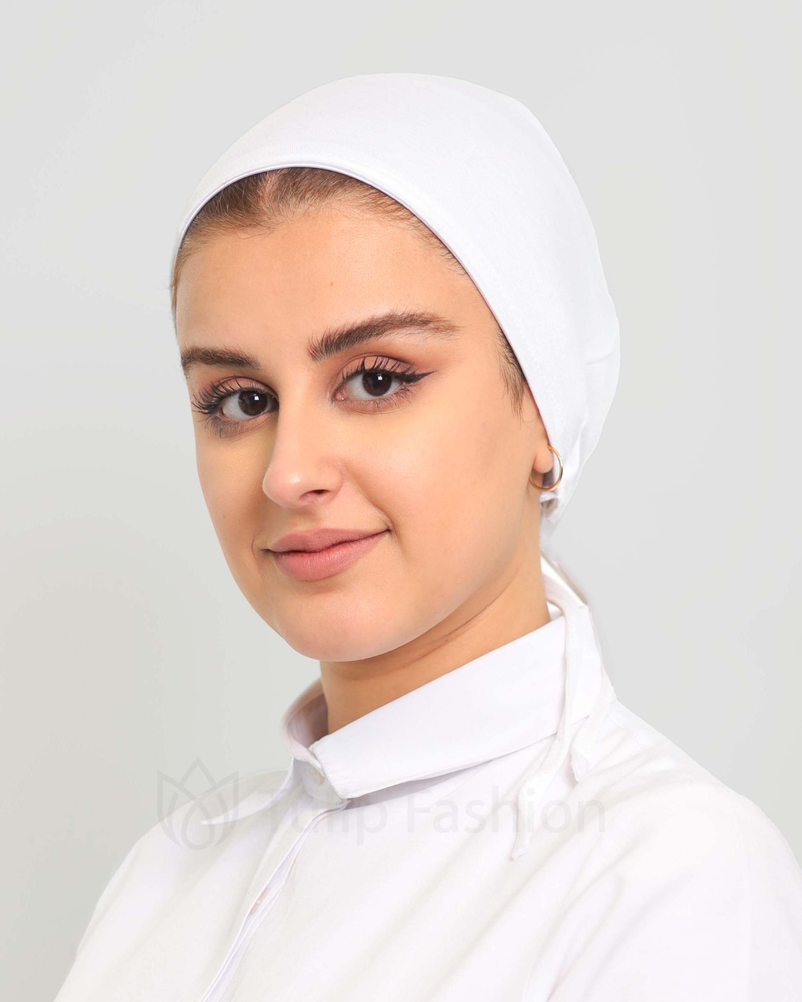 Underscarf - Satin-lining high elastic tie-back - White