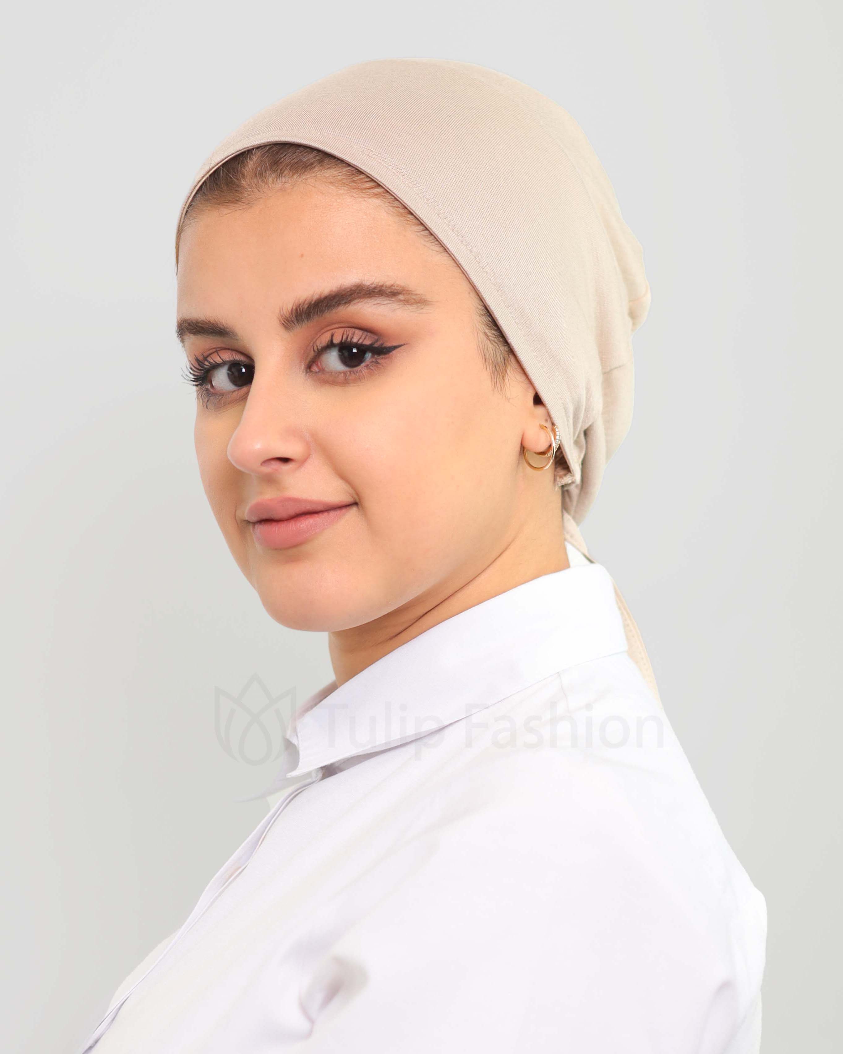 Underscarf - Satin-lining high elastic tie-back - Beige
