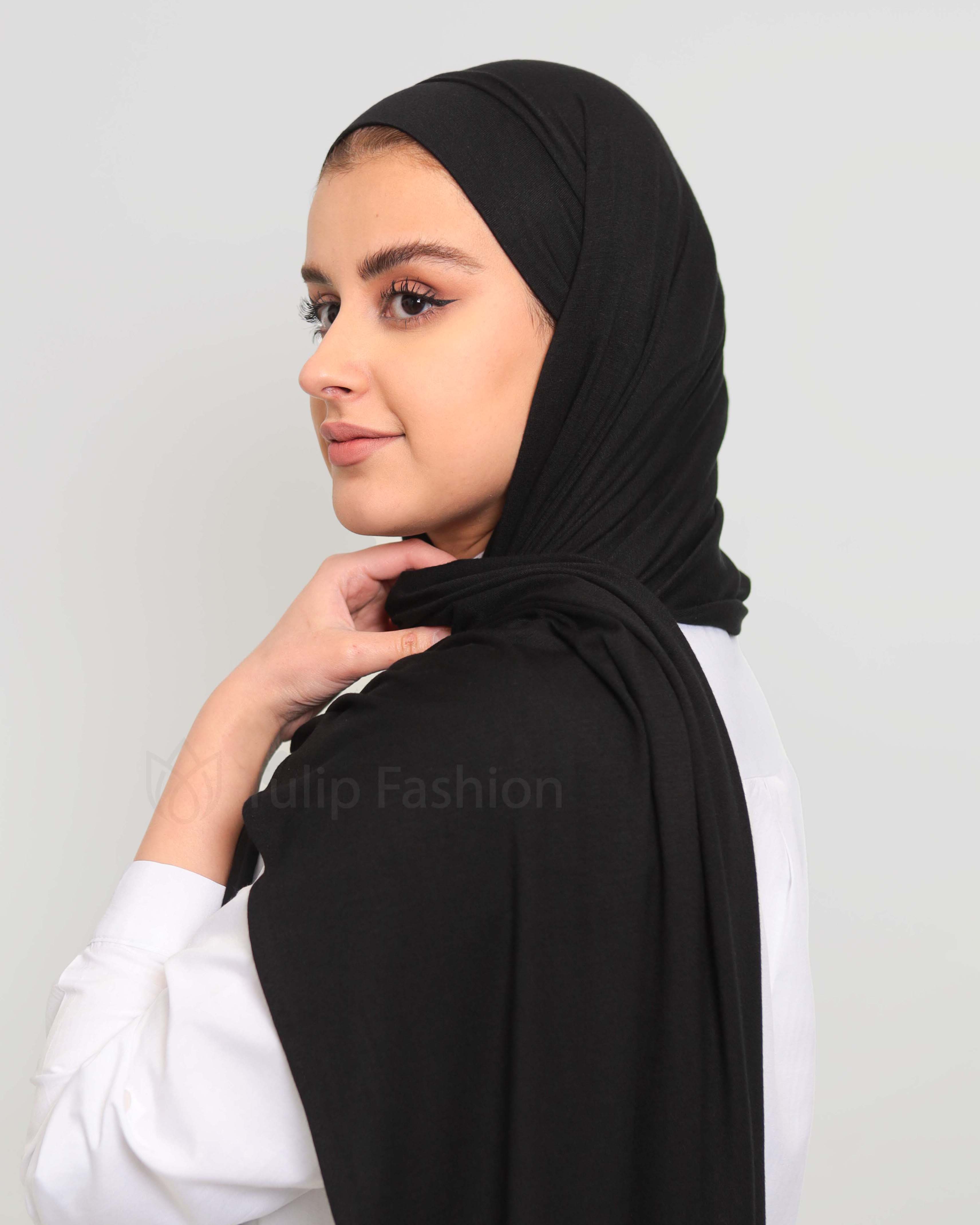 Hijab - Instant Jersey with underscarf - Black - 2