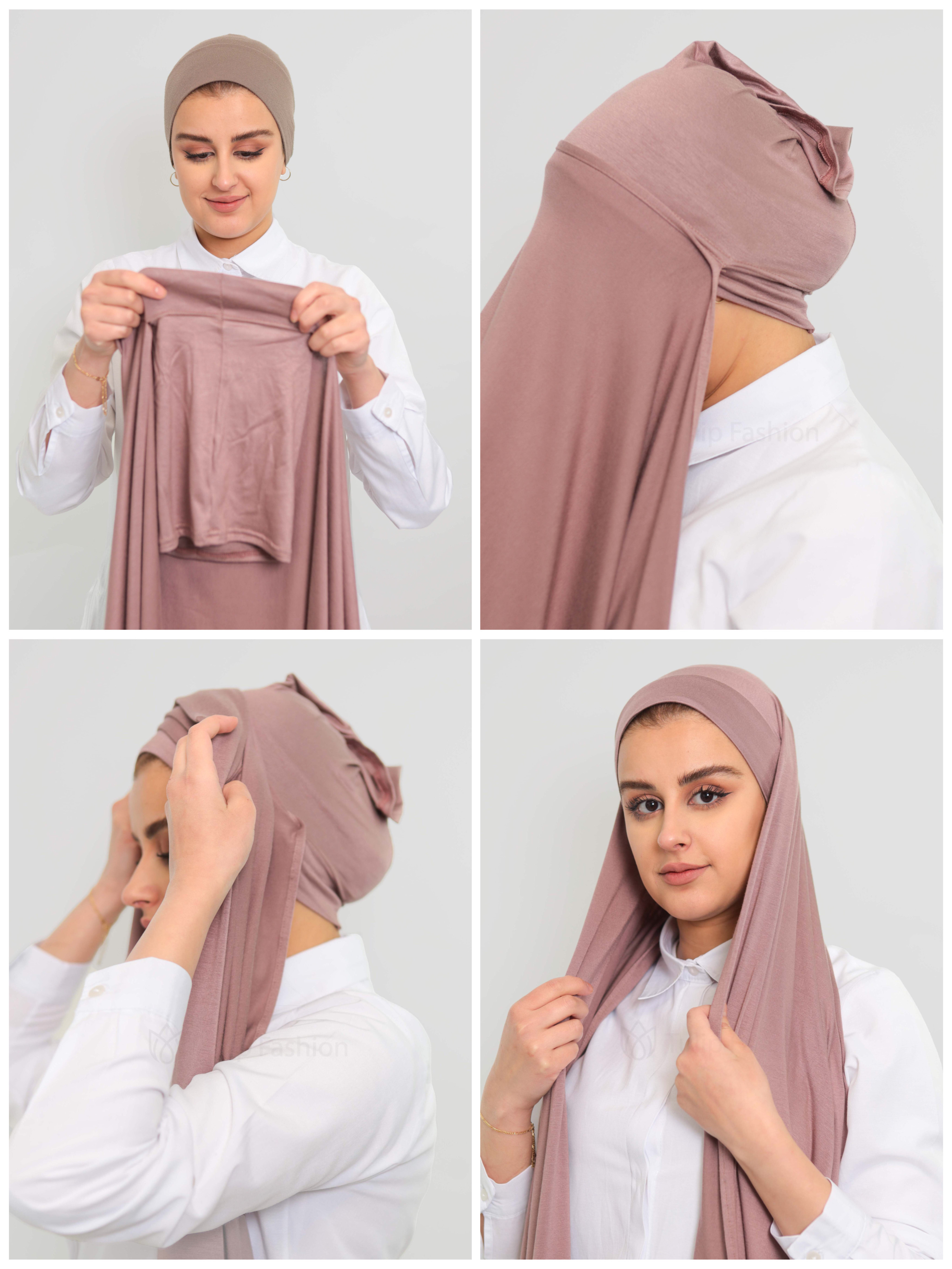 Hijab - Instant Jersey with underscarf - Dark Gray - 3