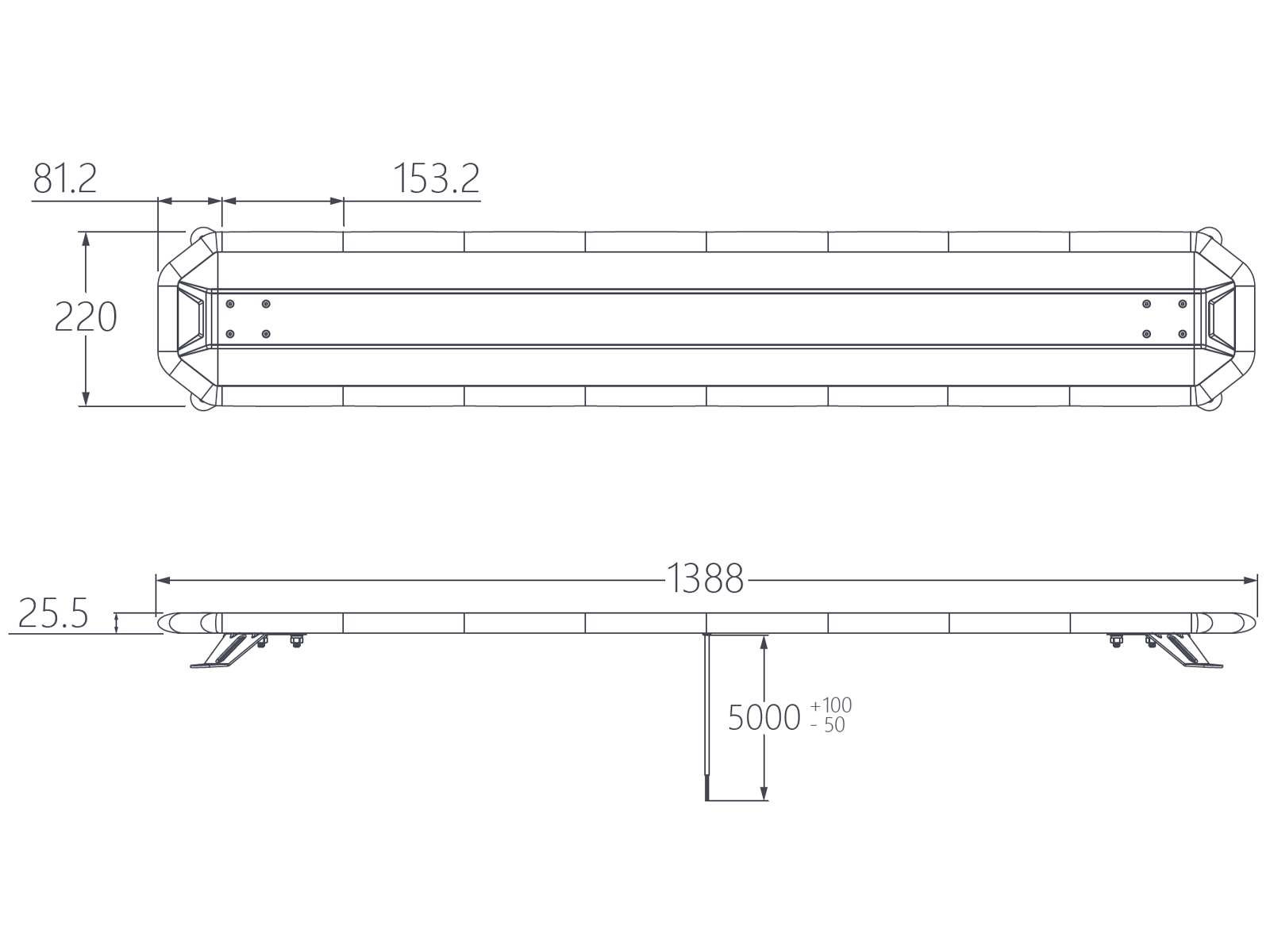 Radiant LED Blixtljusramp 12-24V 1389mm R65 TA2 - 3