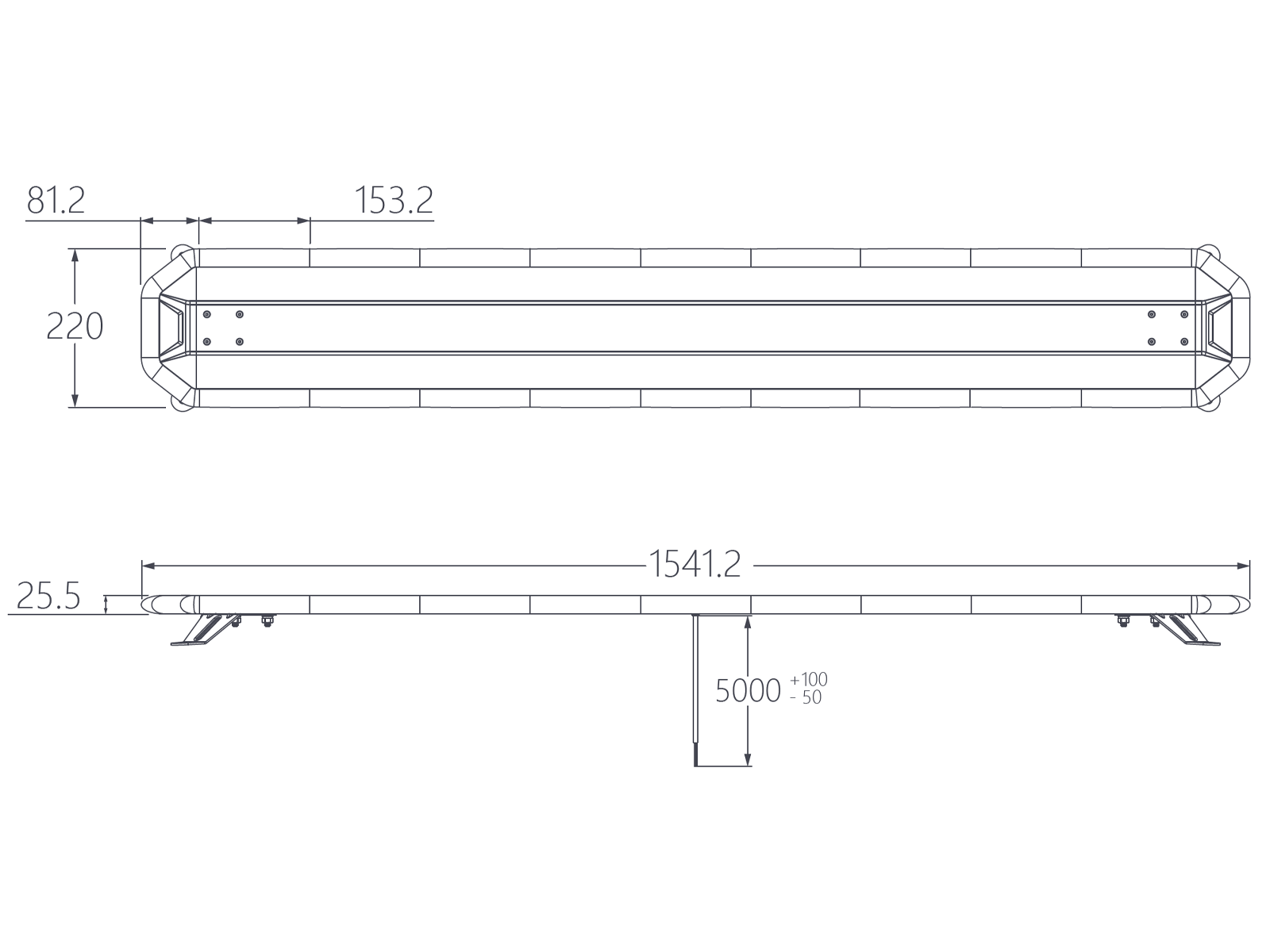 Radiant LED Advarsel lysbro 12-24V 1542mm R65 TA2 - 3