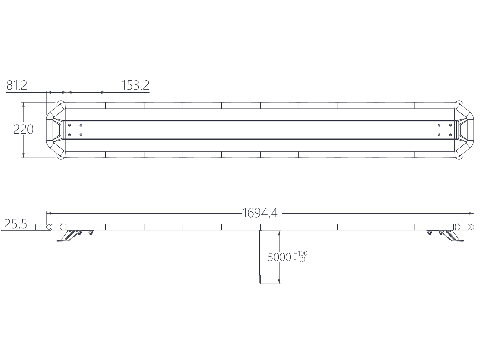 Radiant LED Advarsel lysbro 12-24V 1696mm R65 TA2 - 3