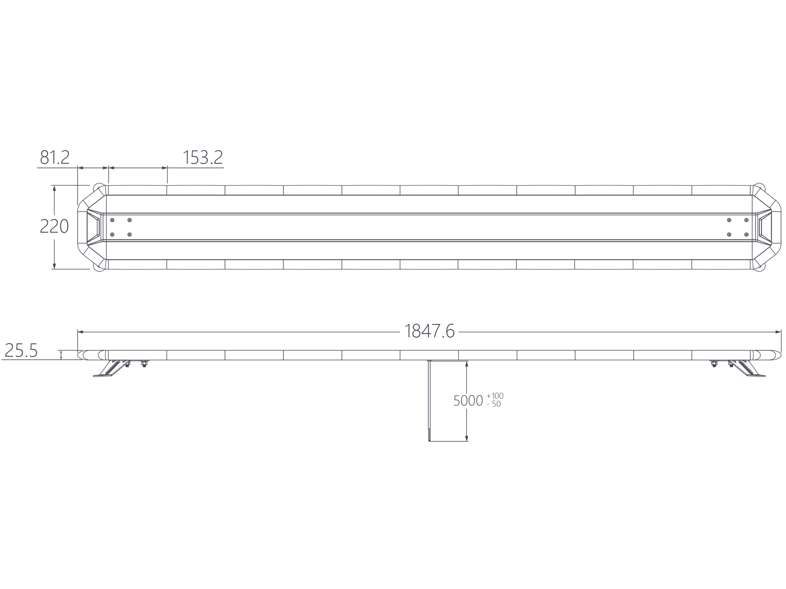 Radiant LED Varsellysbjelke 12-24V 1849mm R65 TA2 - 3