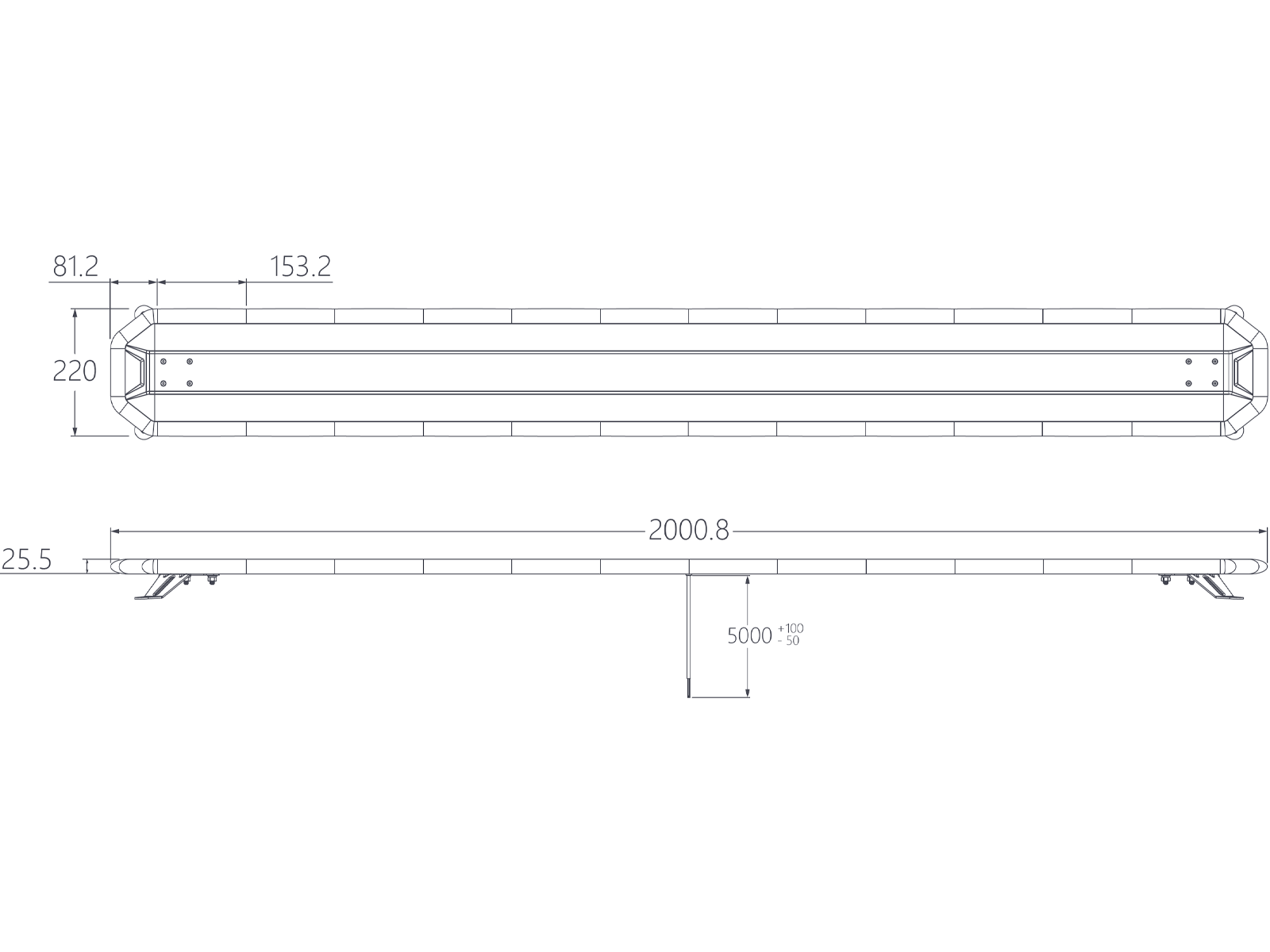 Radiant LED Advarsel lysbro 12-24V 2003mm R65 TA2 - 3