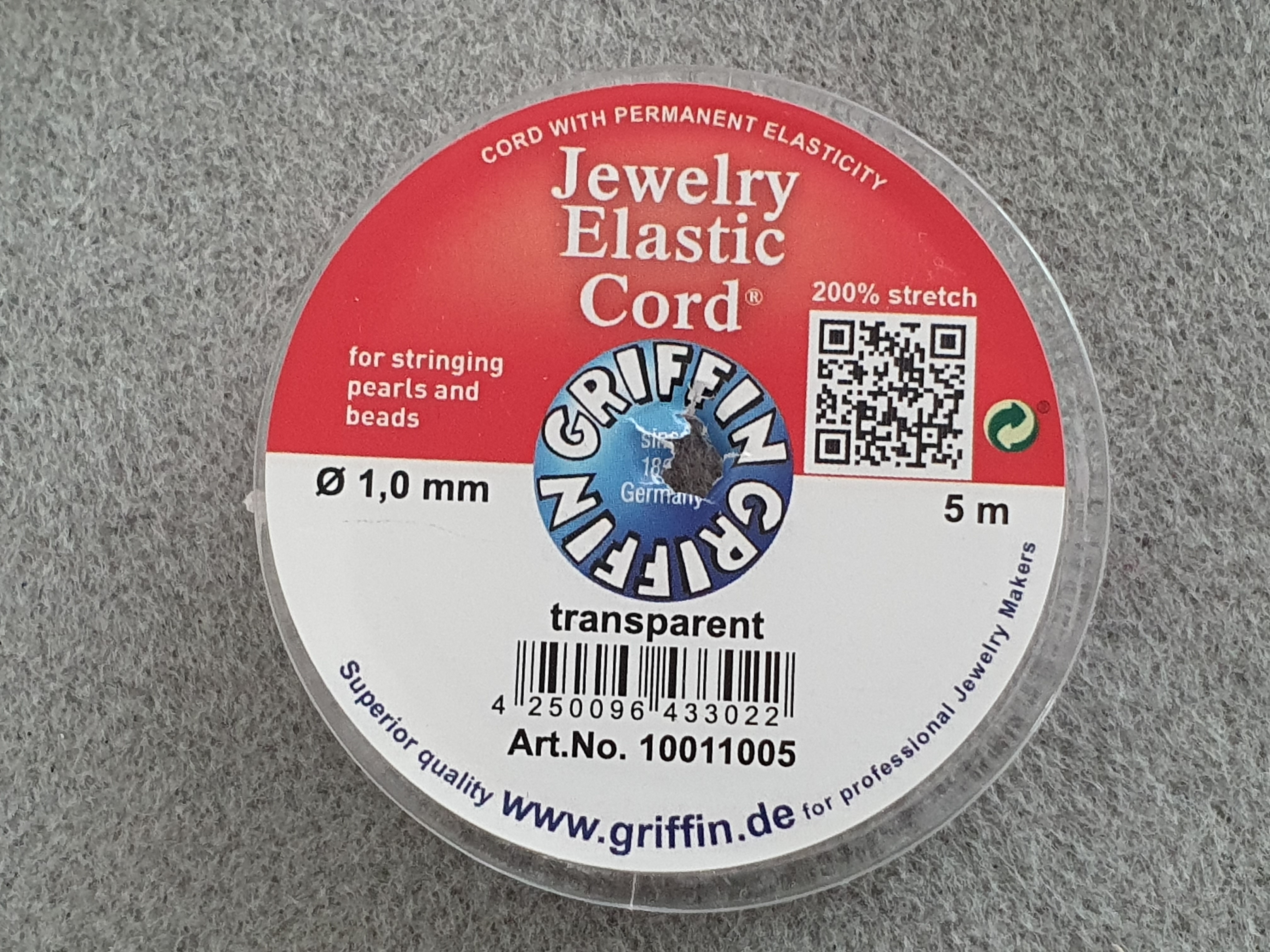 Jewelery Elastic Cord 5m, 1,0mm Transparent ( griffin )