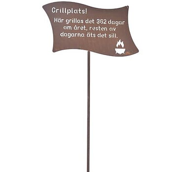 Skylt grillplats i rost