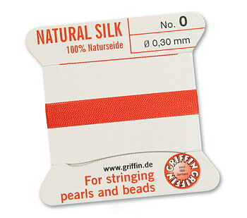 Coral 0, pearlsilk, 100% Pärlsilke Nr.0 (~0.30 mm), 2m 1nål