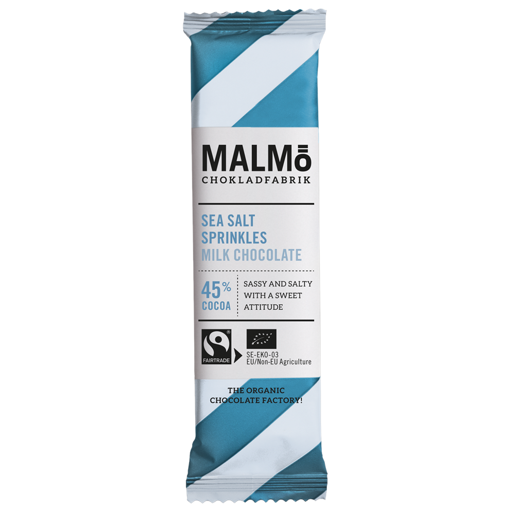 Malmö Chokladfabrik : Chokladbar Sea Salt Sprinkles Milk 45%