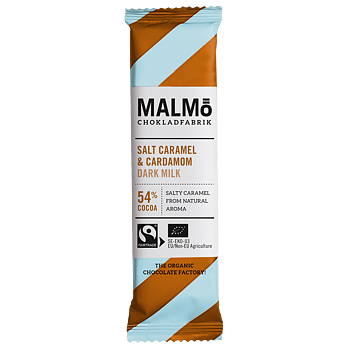 Malmö Chokladfabrik : Chokladbar Salt Caramel & Cardamom Dark Milk 54%