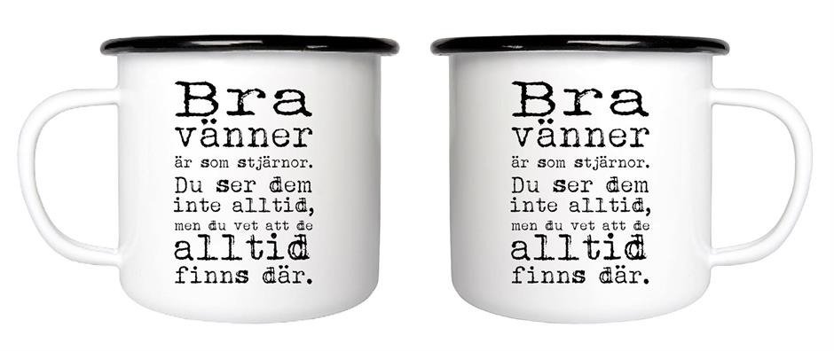 Enamel mug - Bra vänner, black text - 2