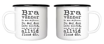 Enamel mug - Bra vänner, black text