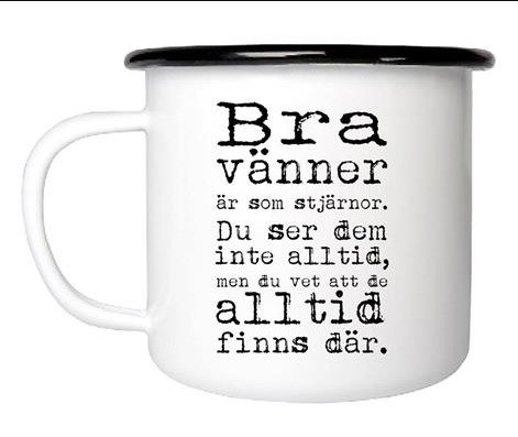 Enamel mug - Bra vänner, black text