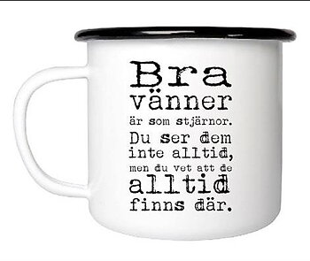 Enamel mug - Bra vänner, black text
