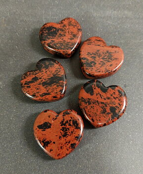 Mahogny Obsidian Hjärtan - Platt