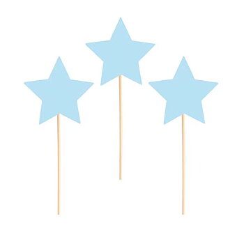 Cake picks | Stjänor | 6-pack | Ljusblå
