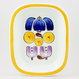 Timo Sarvimäki (Karneval 1972) Rectangular Bowl with Colorful Decor 26 cm 
