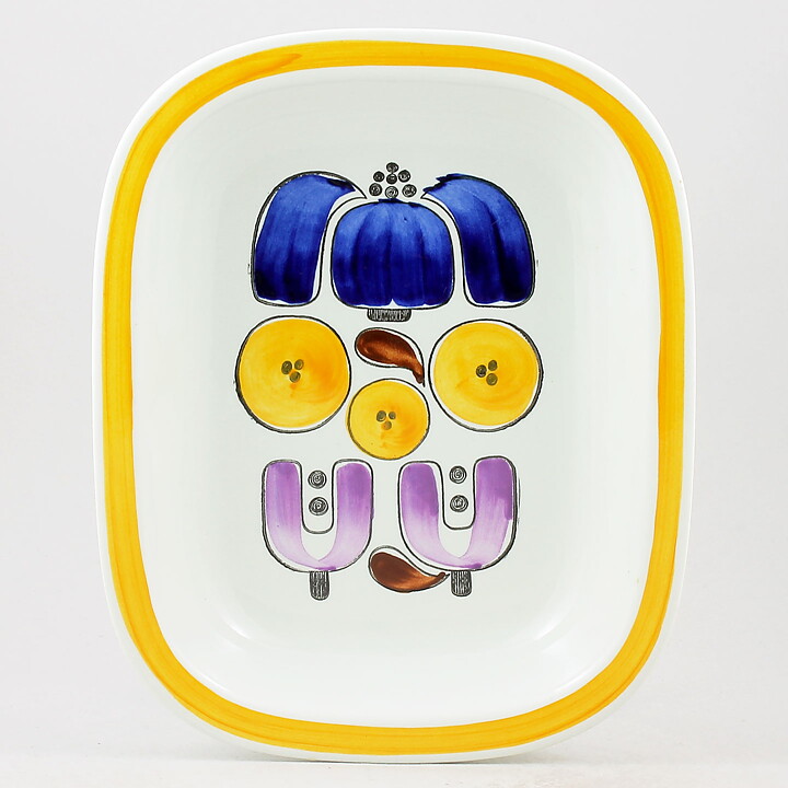 Timo Sarvimäki (Karneval 1972) Rectangular Bowl with Colorful Decor 26 cm 