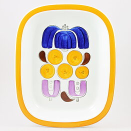 Timo Sarvimäki (Karneval 1972) Rectangular Bowl with Colorful Decor 31 cm 