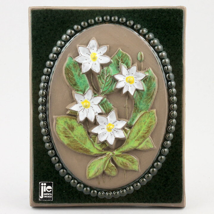 Aimo Nietosvuori (Landskapsblommor 1974) Rectangular Wall Plaque with Arctic Starflower Motif 17 cm #888   [Sample Images]