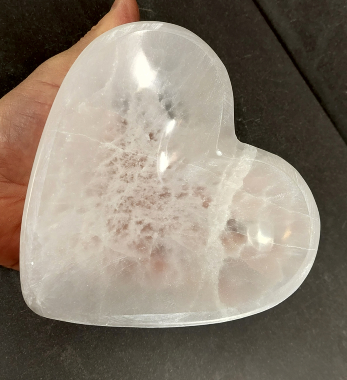 Selenit Skål, Hjärta - 15cm - 2